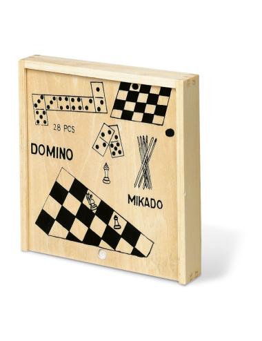 4 juegos en caja de madera