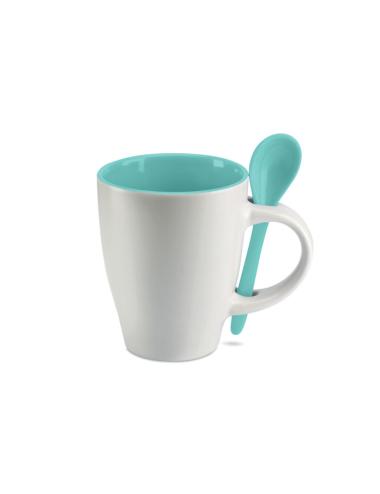 Taza bicolor con cuchara 250 ml