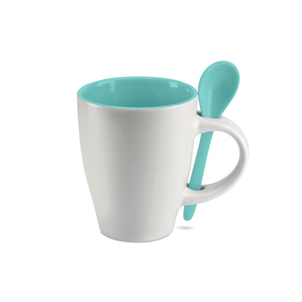 Taza bicolor con cuchara 250 ml