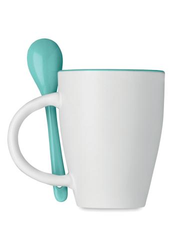 Taza bicolor con cuchara 250 ml