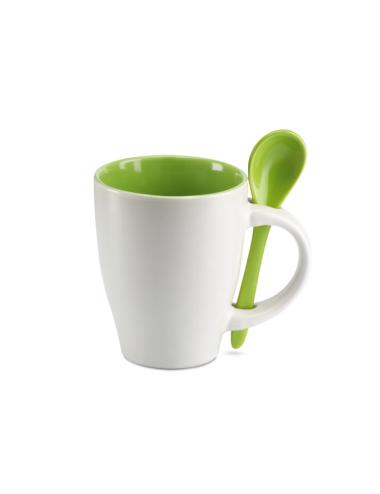 Taza bicolor con cuchara 250 ml