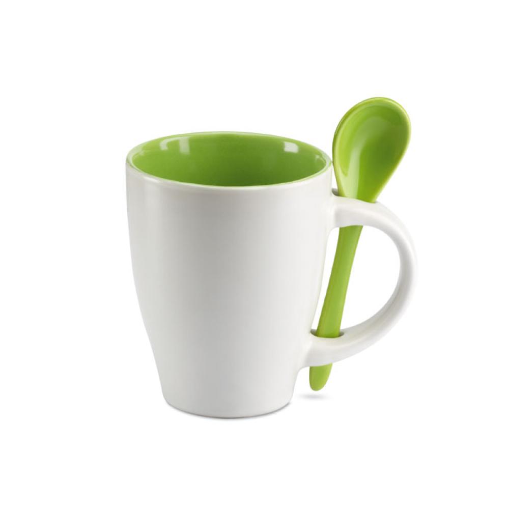 Taza bicolor con cuchara 250 ml