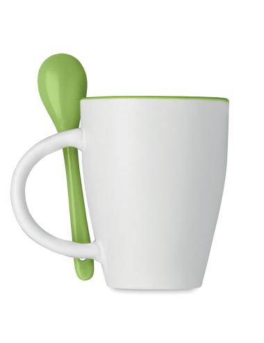 Taza bicolor con cuchara 250 ml