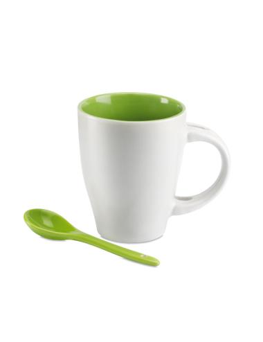 Taza bicolor con cuchara 250 ml