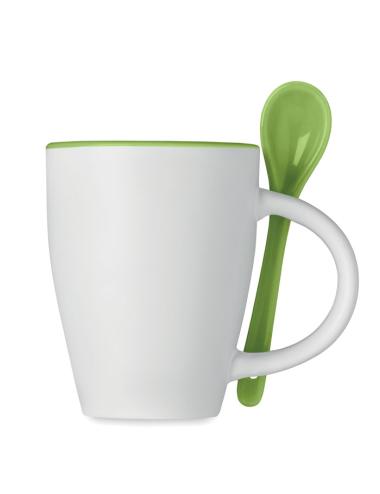 Taza bicolor con cuchara 250 ml