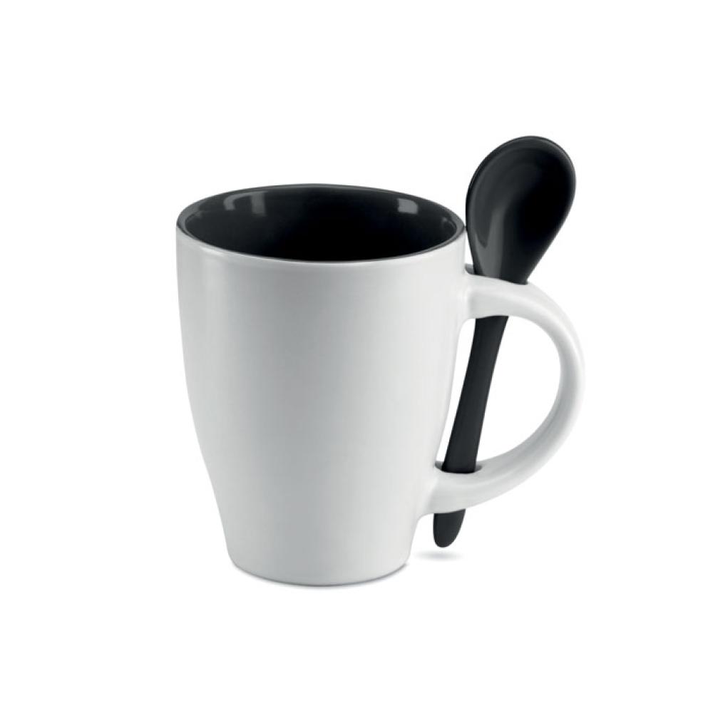 Taza bicolor con cuchara 250 ml