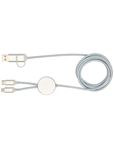 Cable 5 en 1 de aluminio y plástico reciclado de 150 cm para sincronización de datos y carga rápida de 27 W "Alasia"