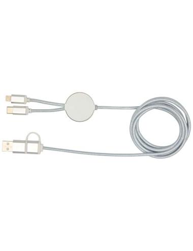 Cable 5 en 1 de aluminio y plástico reciclado de 150 cm para sincronización de datos y carga rápida de 27 W "Alasia"