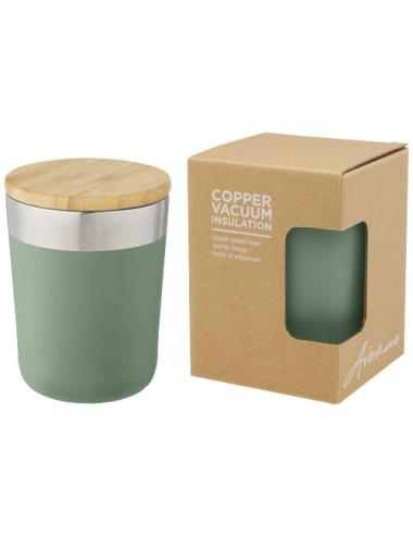 Vaso de 300 ml de acero inoxidable con aislamiento al vacío de cobre y tapa de bambú "Lagan"