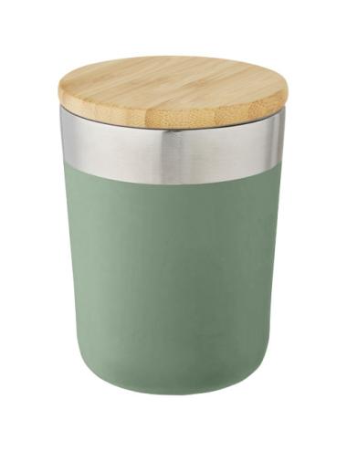 Vaso de 300 ml de acero inoxidable con aislamiento al vacío de cobre y tapa de bambú "Lagan"