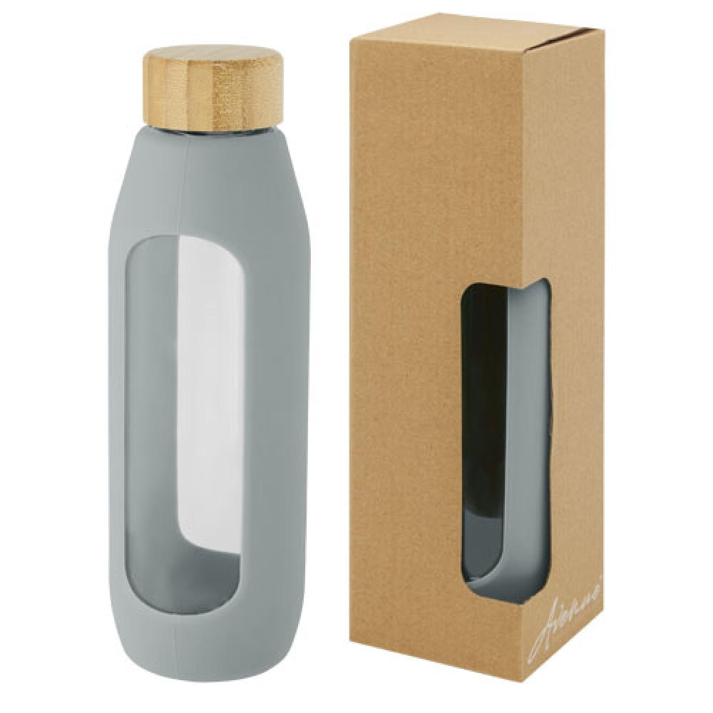 Botella de vidrio borosilicato con agarre de silicona de 600 ml  "Tidan"