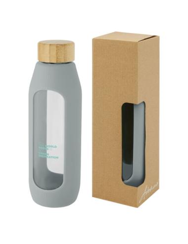 Botella de vidrio borosilicato con agarre de silicona de 600 ml  "Tidan"