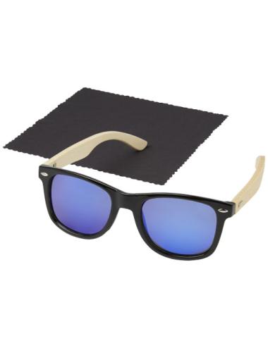 Gafas de sol polarizadas con cristal de espejo de PET reciclado/bambú en caja de regalo "Taiyō"