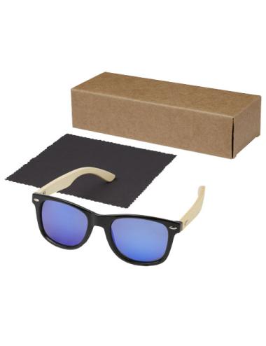 Gafas de sol polarizadas con cristal de espejo de PET reciclado/bambú en caja de regalo "Taiyō"