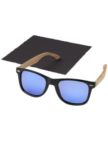 Gafas de sol polarizadas con cristal de espejo de PET reciclado/madera en caja de regalo "Hiru"