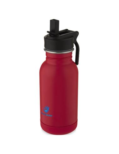 Bidón deportivo de acero inoxidable de 400 ml con pajita y enganche "Lina"