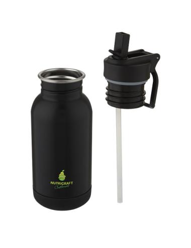 Bidón deportivo de acero inoxidable de 400 ml con pajita y enganche "Lina"