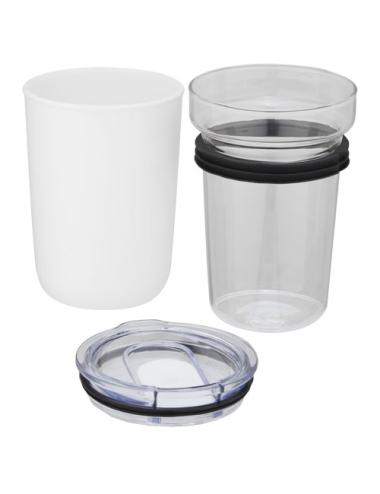 Vaso de vidrio de 420 ml con pared exterior de plástico reciclado "Bello"