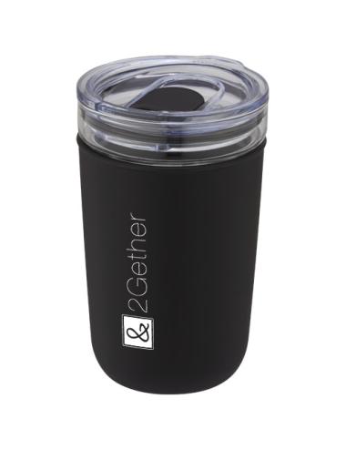 Vaso de vidrio de 420 ml con pared exterior de plástico reciclado "Bello"