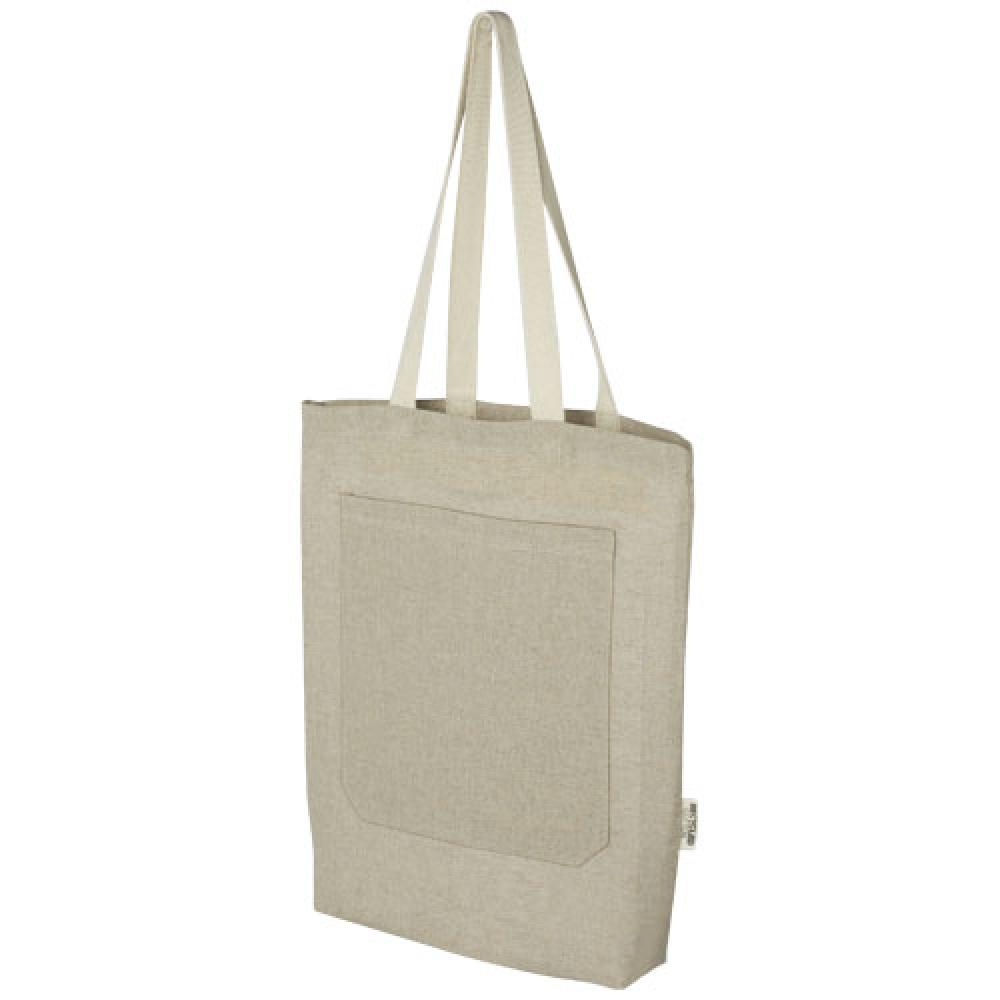 Bolsa Tote de algodón reciclado de 150 g/m² con bolsillo delantero de 9 litros "Pheebs"