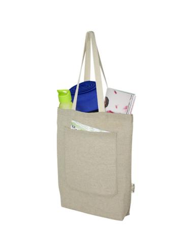 Bolsa Tote de algodón reciclado de 150 g/m² con bolsillo delantero de 9 litros "Pheebs"