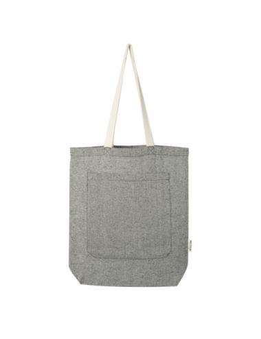 Bolsa Tote de algodón reciclado de 150 g/m² con bolsillo delantero de 9 litros "Pheebs"