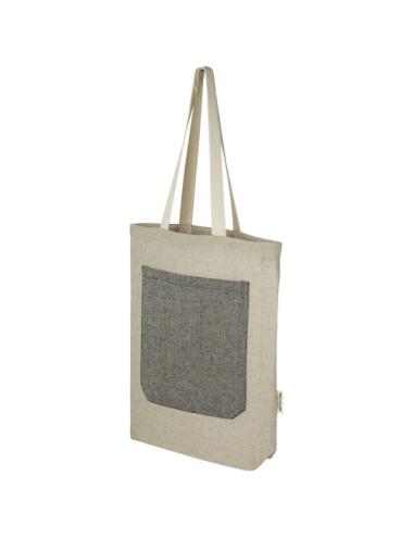 Bolsa Tote de algodón reciclado de 150 g/m² con bolsillo delantero de 9 litros "Pheebs"