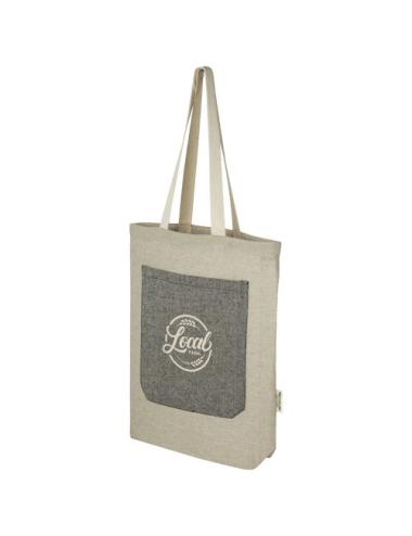 Bolsa Tote de algodón reciclado de 150 g/m² con bolsillo delantero de 9 litros "Pheebs"