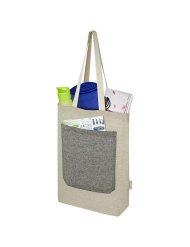 Bolsa Tote de algodón reciclado de 150 g/m² con bolsillo delantero de 9 litros "Pheebs"