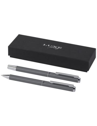 Set de regalo de bolígrafo y rollerball de aluminio reciclado "Lucetto"