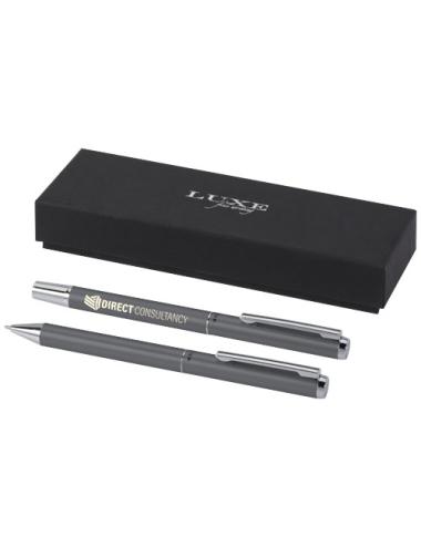 Set de regalo de bolígrafo y rollerball de aluminio reciclado "Lucetto"