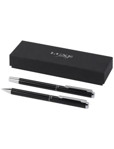 Set de regalo de bolígrafo y rollerball de aluminio reciclado "Lucetto"