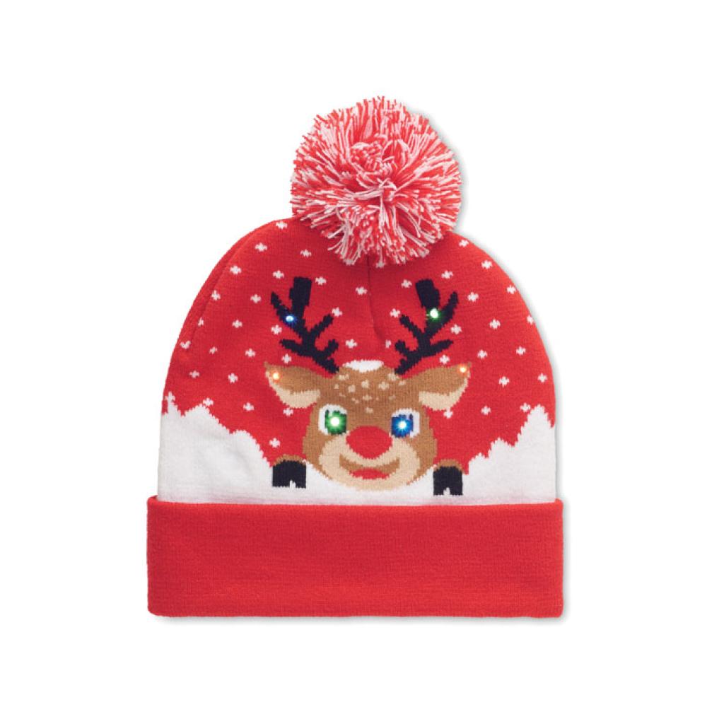 Gorro de punto navideño LED