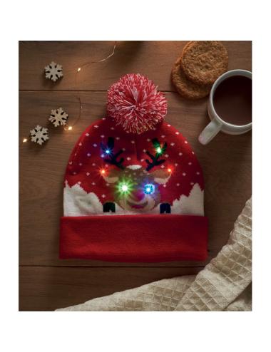 Gorro de punto navideño LED