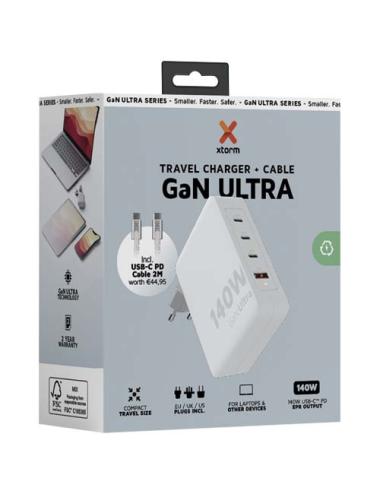 Cargador de viaje de 140 W con cable USB-C PD de 240 W "Xtorm XVC2140 GaN Ultra"