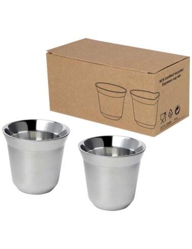 Juego de tazas para espresso de acero inoxidable de 80 ml con certificado RCS "Duo"