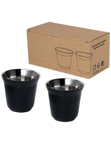 Juego de tazas para espresso de acero inoxidable de 80 ml con certificado RCS "Duo"