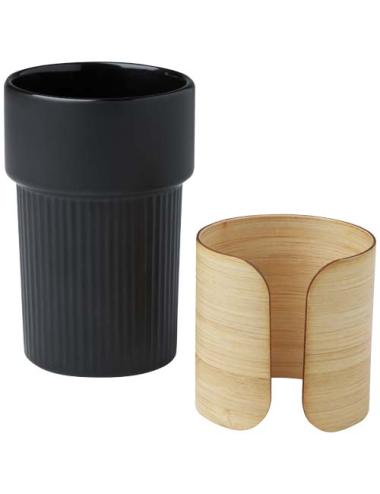 Vaso de 340 ml con funda de bambú "Fika"