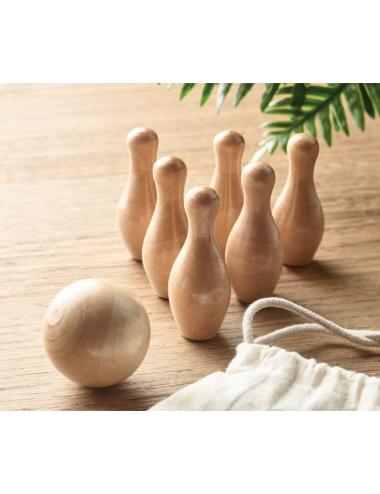 Mini juego de bolos de madera