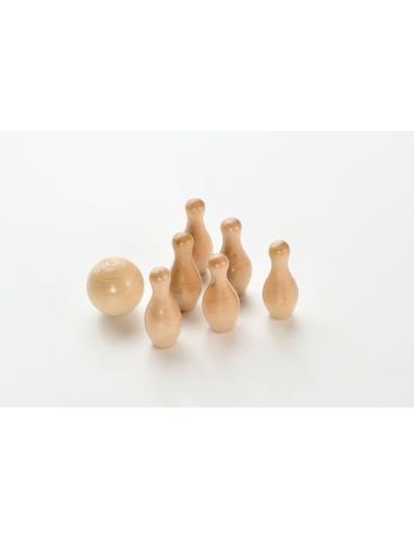 Mini juego de bolos de madera