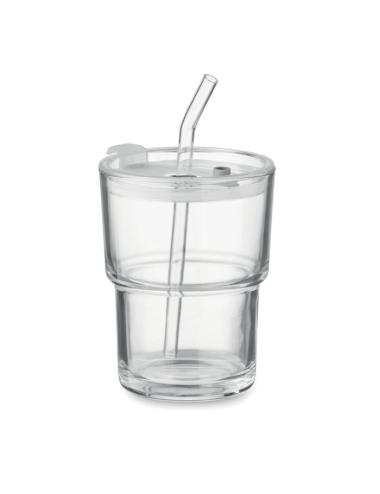 Vaso de cristal con pajita 400ml