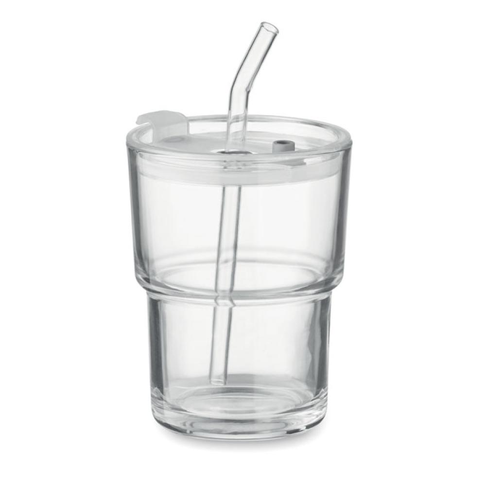 Vaso de cristal con pajita 400ml