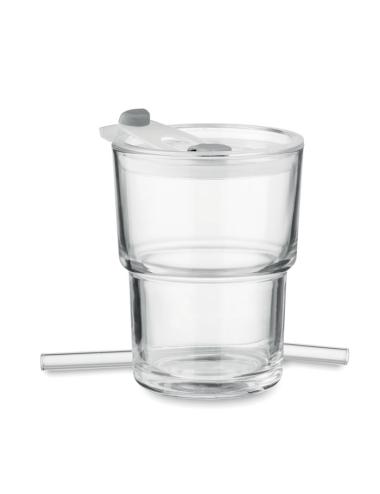 Vaso de cristal con pajita 400ml