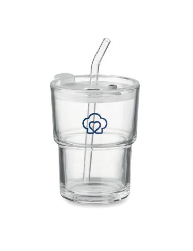 Vaso de cristal con pajita 400ml