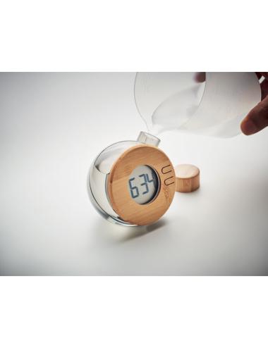 Reloj LCD de bambú por agua