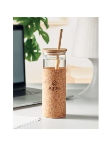 Vaso de vidrio con funda 450 ml